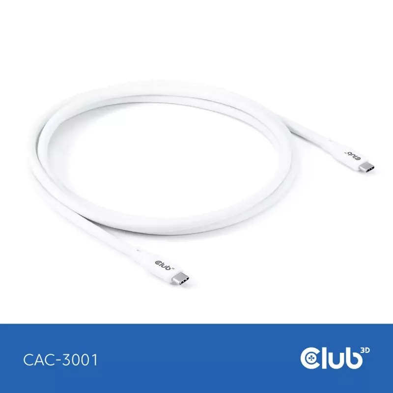 USB-C-Kabel CLUB3D CAC-3001 2m USB4 Gen 3x2 weiß