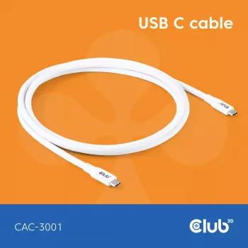 USB-C-Kabel CLUB3D CAC-3001 2m USB4 Gen 3x2 weiß