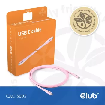 USB-C-Kabel CLUB3D CAC-3002 2m USB4 Gen 3x2 Pink