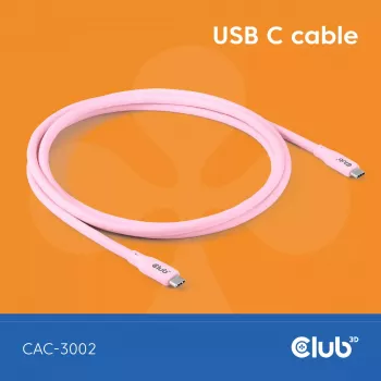 USB-C-Kabel CLUB3D CAC-3002 2m USB4 Gen 3x2 Pink