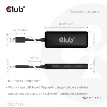 CLUB3D USB-C® auf Triple DisplayPort™ 4K60Hz