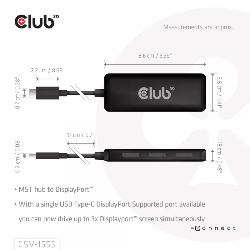 CLUB3D USB-C® auf Triple DisplayPort™ 4K60Hz