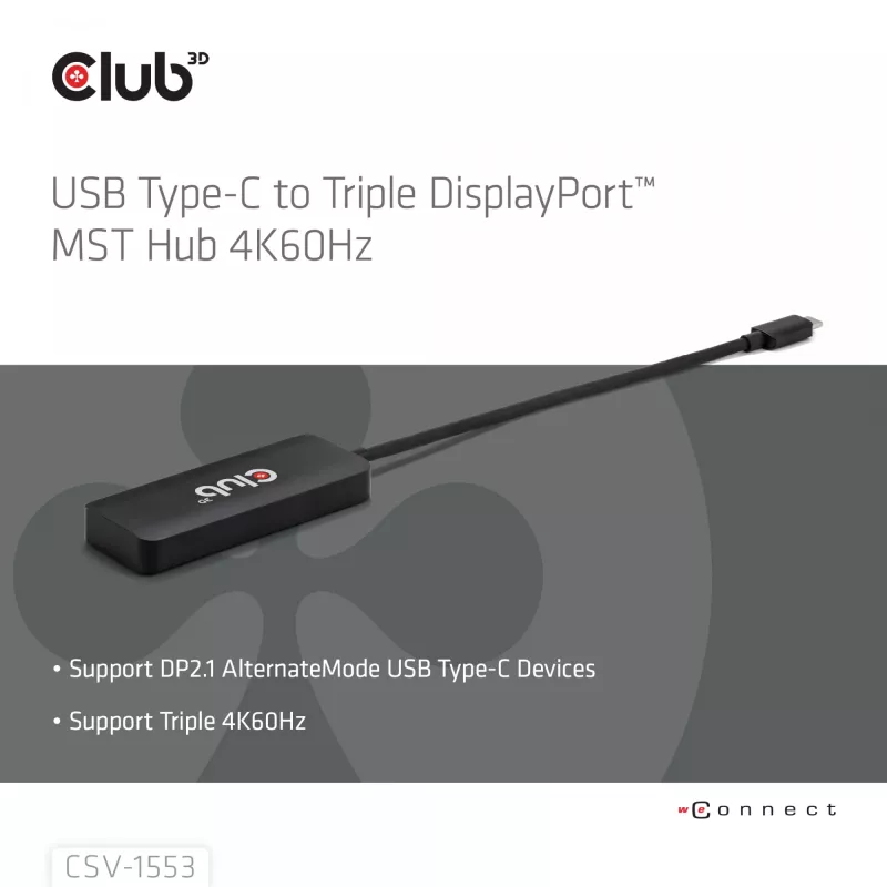 CLUB3D USB-C® auf Triple DisplayPort™ 4K60Hz