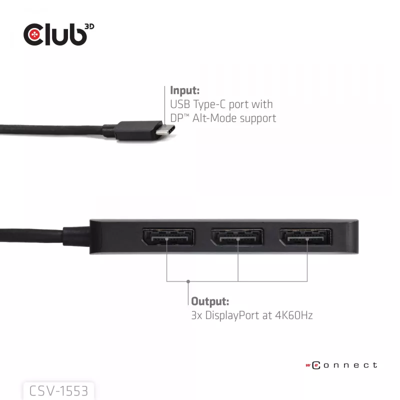 CLUB3D USB-C® auf Triple DisplayPort™ 4K60Hz