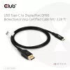 USB-Typ-C-auf-DisplayPort-2.1-Kabel, Club 3D CAC-1559, bidirektional, VESA DP80-zertifiziert, 1 m