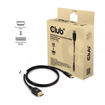 CLUB3D Mini DisplayPort™ auf DisplayPort™ Bidirektionales VESA DP80 Zertifiziertes Kabel M/M 1m/3.28ft
