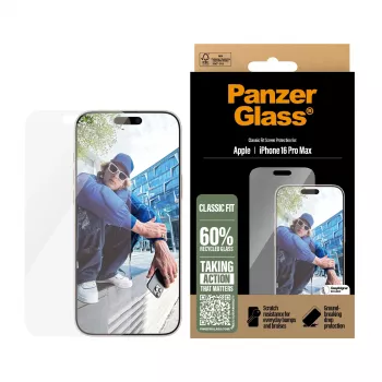 PanzerGlass ® Displayschutzfolie iPhone 16 Pro Max | Classic Fit