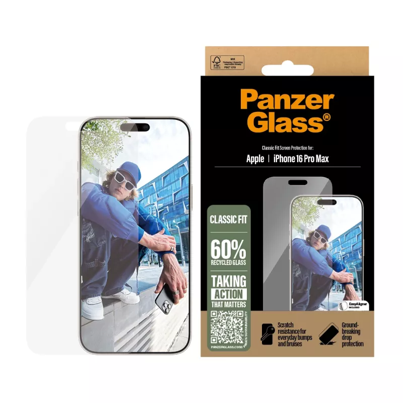 PanzerGlass ® Displayschutzfolie iPhone 16 Pro Max | Classic Fit