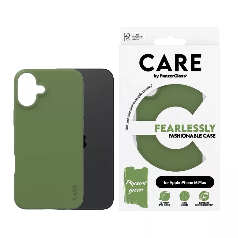 Cover PanzerGlass CARE by ® modische Hülle Grün iPhone 16 Plus