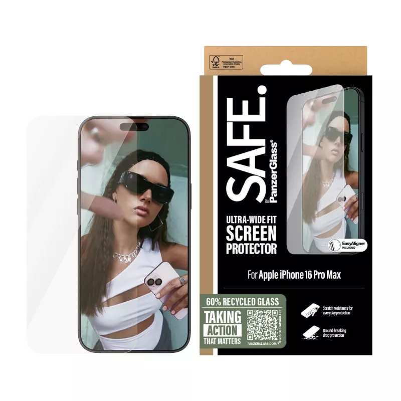 PanzerGlass SAFE. by ® Displayschutzfolie iPhone 16 Pro Max | Ultra-Wide Fit