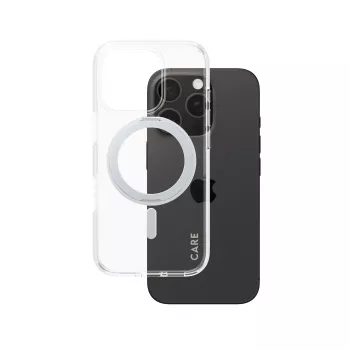 PanzerGlass CARE™ by ® Case Transparent mit silbernem Kickstand & MagSafe iPhone 16 Pro