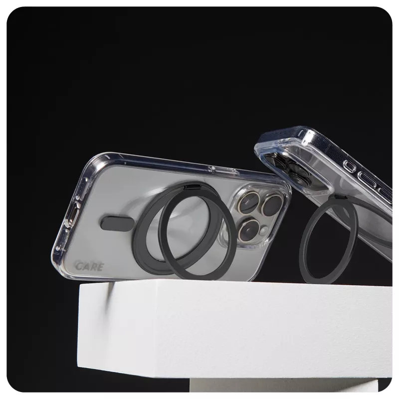 PanzerGlass CARE™ by ® Case Transparent mit schwarzem Kickstand & MagSafe iPhone 16 Plus