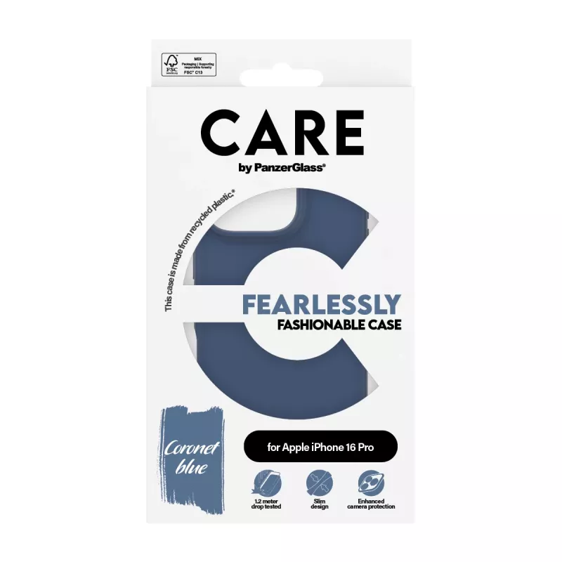 PanzerGlass CARE™ by ® Case Blue iPhone 16 Pro, Cover, Apple, Apple - iPhone 16 Pro, Blau