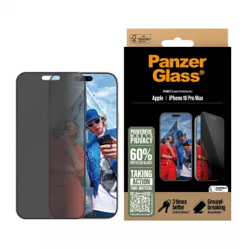 PanzerGlass ® Privacy Screen Protector iPhone 16 Pro Max | Ultra-Wide Fit mit EasyAligner