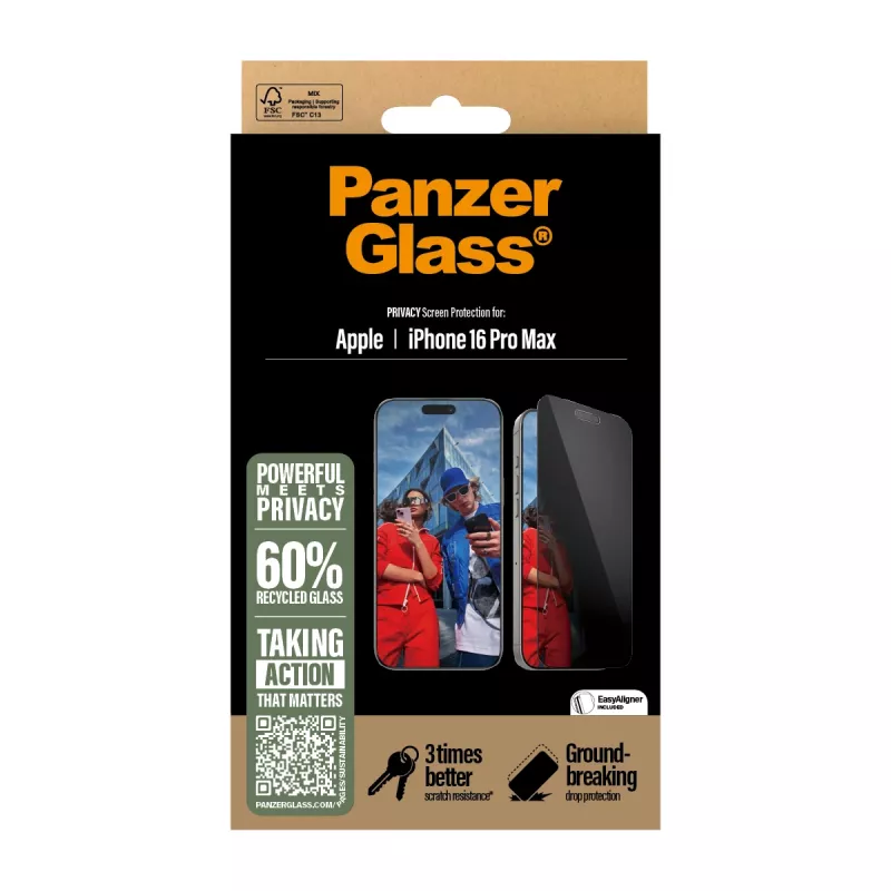 PanzerGlass ® Privacy Screen Protector iPhone 16 Pro Max | Ultra-Wide Fit mit EasyAligner