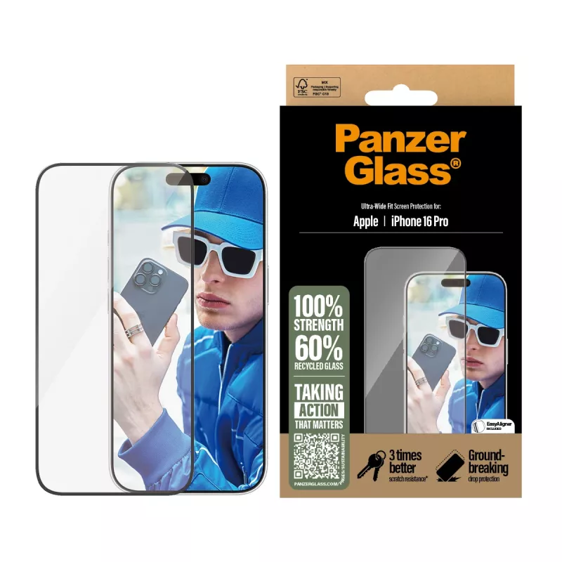 PanzerGlass ® Displayschutzfolie iPhone 16 Pro | Ultra-Wide Fit