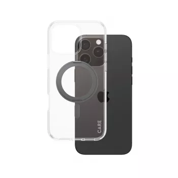 PanzerGlass CARE™ by ® Case Transparent mit schwarzem Kickstand & MagSafe für iPhone 16 Pro Max