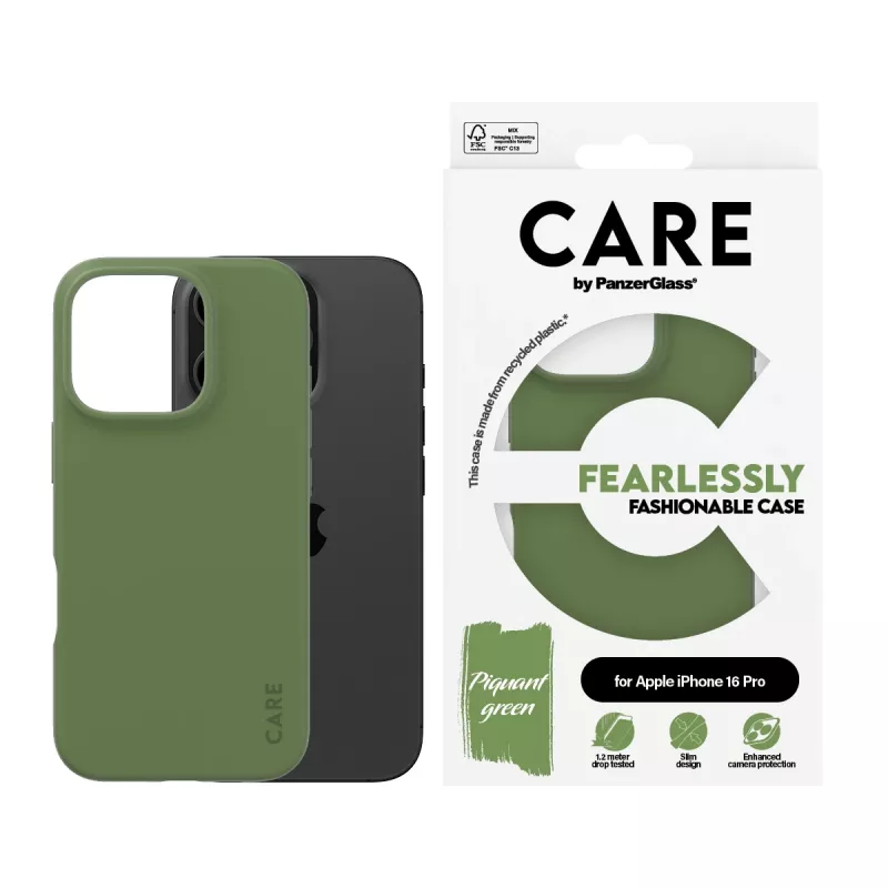 Cover PanzerGlass CARE by ® modische Hülle Grün iPhone 16 Pro