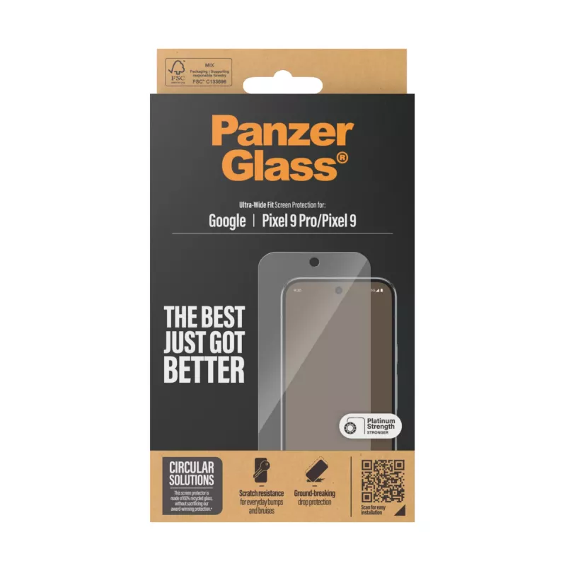 PanzerGlass Displayschutzfolie Google Pixel 9 | 9 Pro Ultra-Wide Fit kratzfest stoßfest