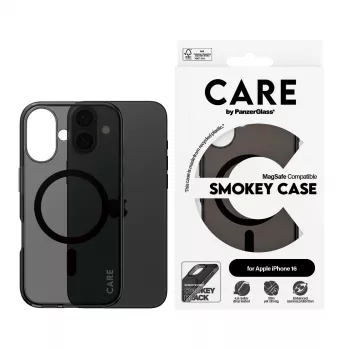 PanzerGlass CARE™ by ® Urban Combat Case Smokey w. Schwarz MagSafe iPhone 16