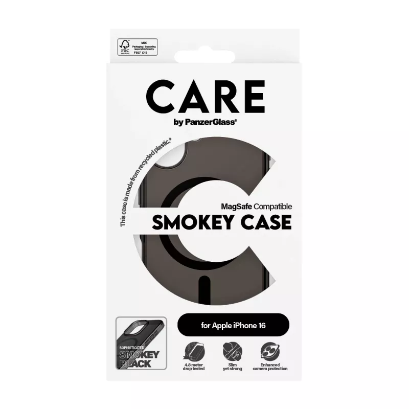 PanzerGlass CARE™ by ® Urban Combat Case Smokey w. Schwarz MagSafe iPhone 16