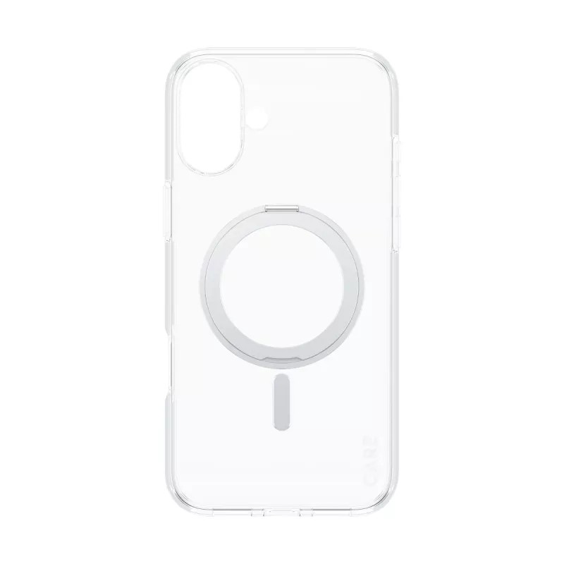 PanzerGlass CARE™ by ® transparente Hülle mit silbernem Kickstand & MagSafe iPhone 16 Plus