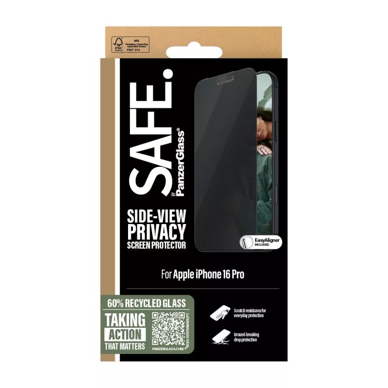 PanzerGlass SAFE. by ® Privacy Screen Protector iPhone 16 Pro | Ultra-Wide Fit