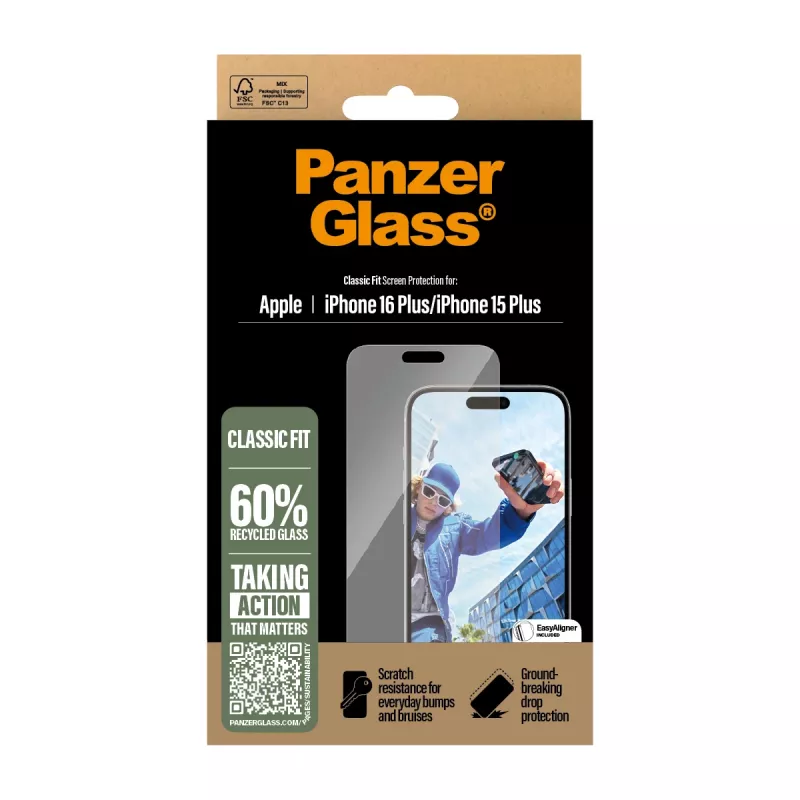 PanzerGlass® Displayschutzfolie iPhone 16 Plus | 15 Plus | Classic Fit