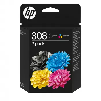 HP 308 2er-Pack Schwarz/Dreifarbig Original Tintenpatronen Kombi
