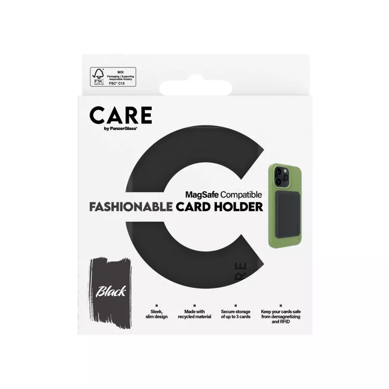 Cover PanzerGlass CARE by Fashionable Card Holder Schwarz iPhone Transparent