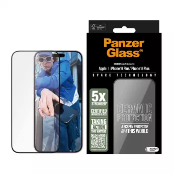 PanzerGlass ® Keramik-Displayschutz für iPhone 16 Plus | 15 Plus | Ultra-Wide Fit mit EasyAligner