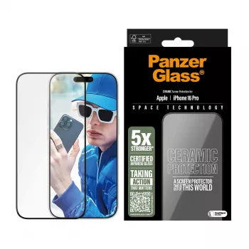 PanzerGlass ® Keramik-Displayschutzfolie iPhone 16 Pro | Ultra-Wide Fit mit EasyAligner