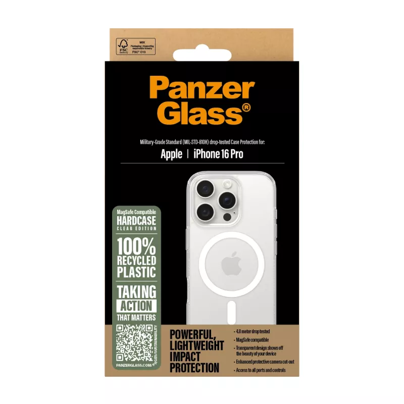 Cover PanzerGlass HardCase Transparent w. White MagSafe iPhone 16 Pro