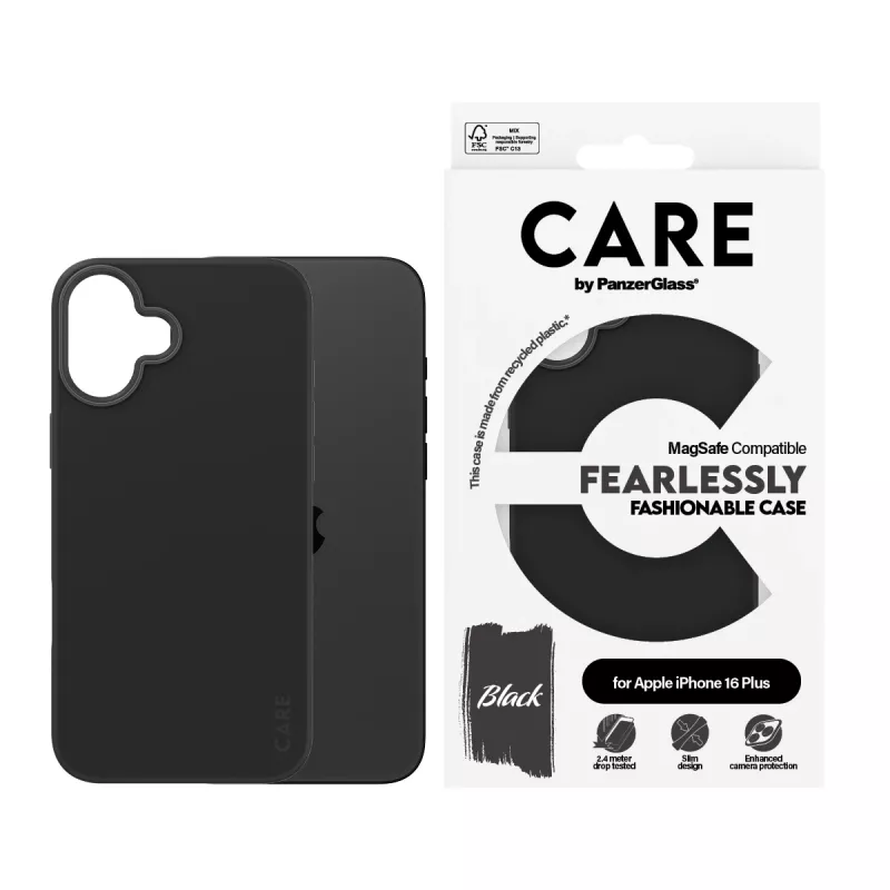 PanzerGlass CARE™ by ® Case Black w. MagSafe iPhone 16 Plus, Cover, Apple, Apple - iPhone 16 Plus, Black