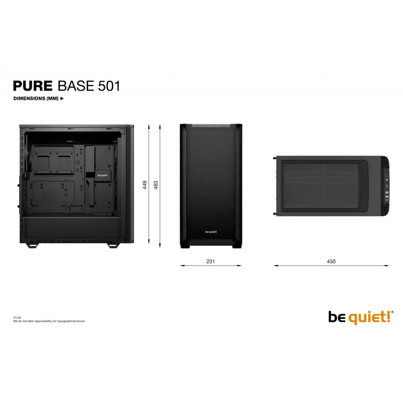 PC-Gehäuse be quiet! PURE BASE 501 Black Midi Tower (geöffnete Verpackung)