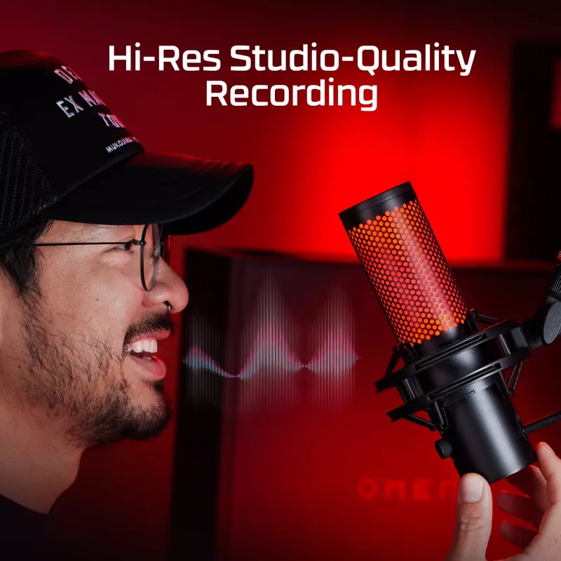 HyperX QuadCast 2 - USB-Mikrofon (Schwarz), Podcast-Mikrofon, -7,5 dB, 20 – 20000 Hz, 0,05 %, 32 Ω, 24 Bit