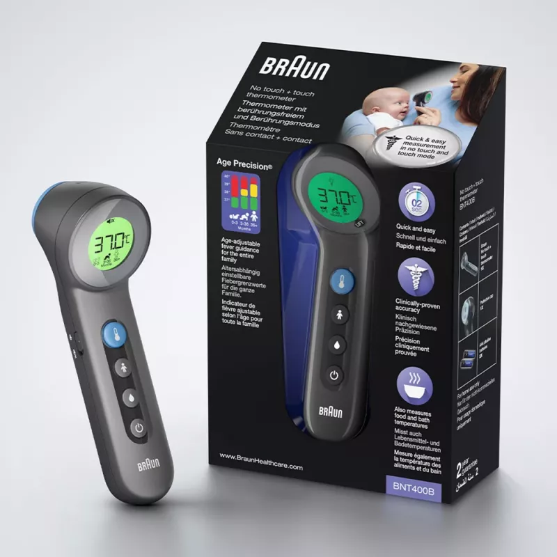 Braun BNT400 berührungsloses Stirnthermometer, grau