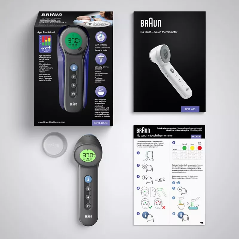 Braun BNT400 berührungsloses Stirnthermometer, grau