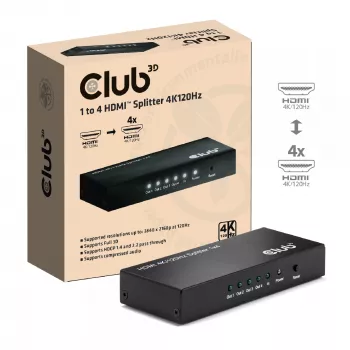 CLUB3D 1 zu 4 HDMI™ Splitter 4K120Hz