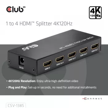 CLUB3D 1 zu 4 HDMI™ Splitter 4K120Hz