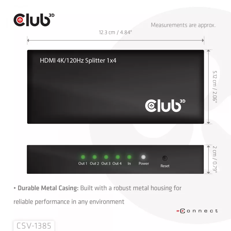 CLUB3D 1 zu 4 HDMI™ Splitter 4K120Hz