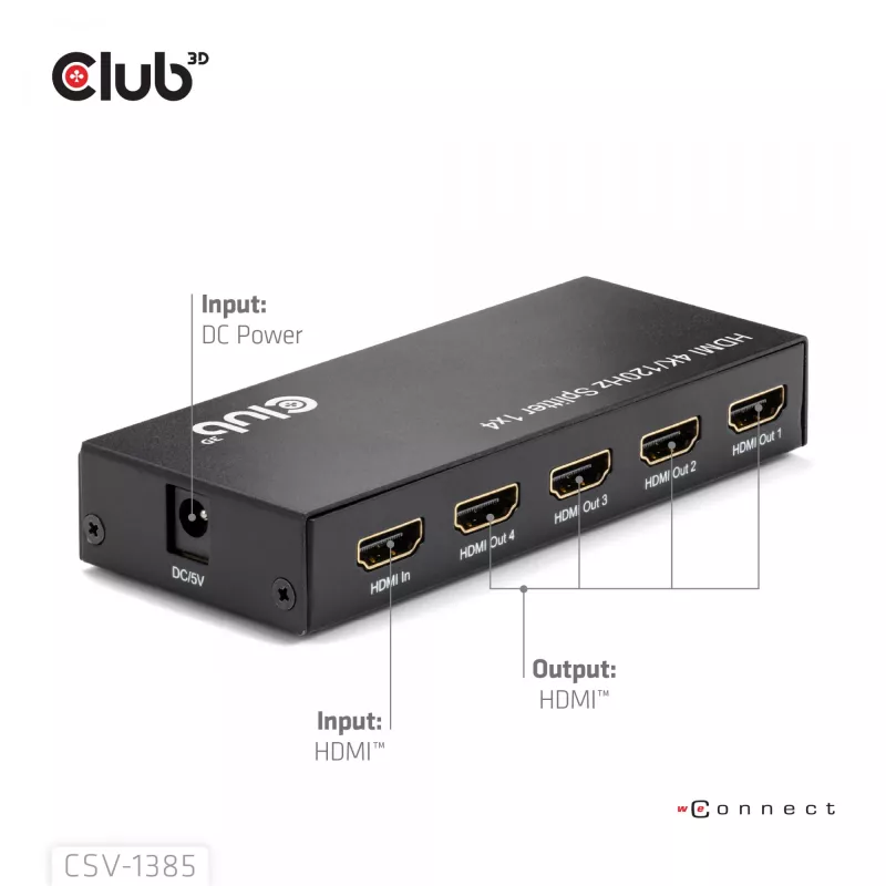 CLUB3D 1 zu 4 HDMI™ Splitter 4K120Hz
