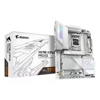 Motherboard GIGABYTE X870E AORUS PRO ICE — AMD X870E, Sockel AM5, ATX, DDR5, 4×DIMM, Wi‑Fi 7, 2.5Gb LAN