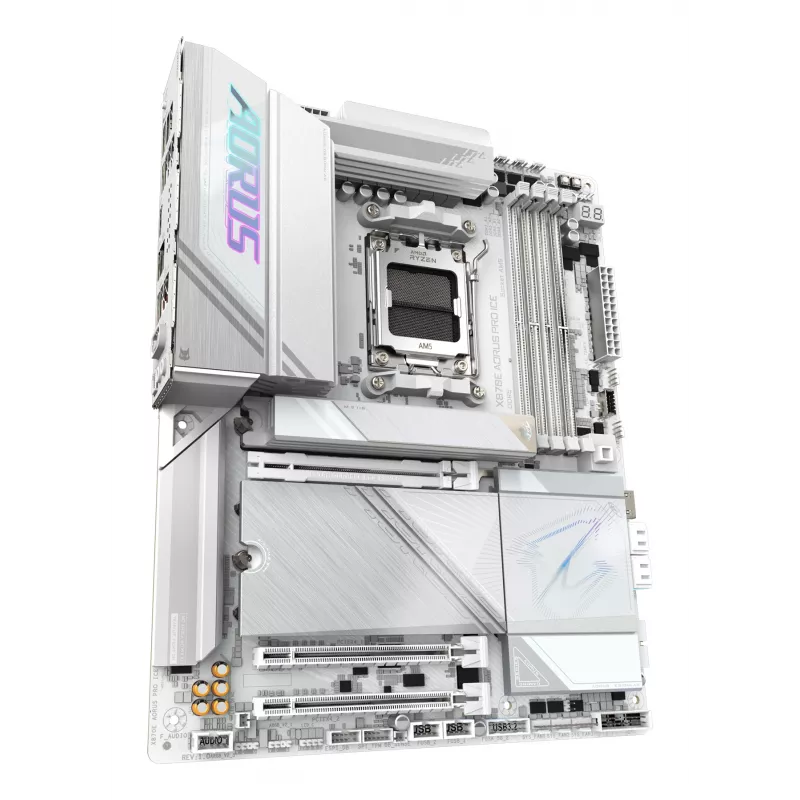 Motherboard GIGABYTE X870E AORUS PRO ICE — AMD X870E, Sockel AM5, ATX, DDR5, 4×DIMM, Wi‑Fi 7, 2.5Gb LAN