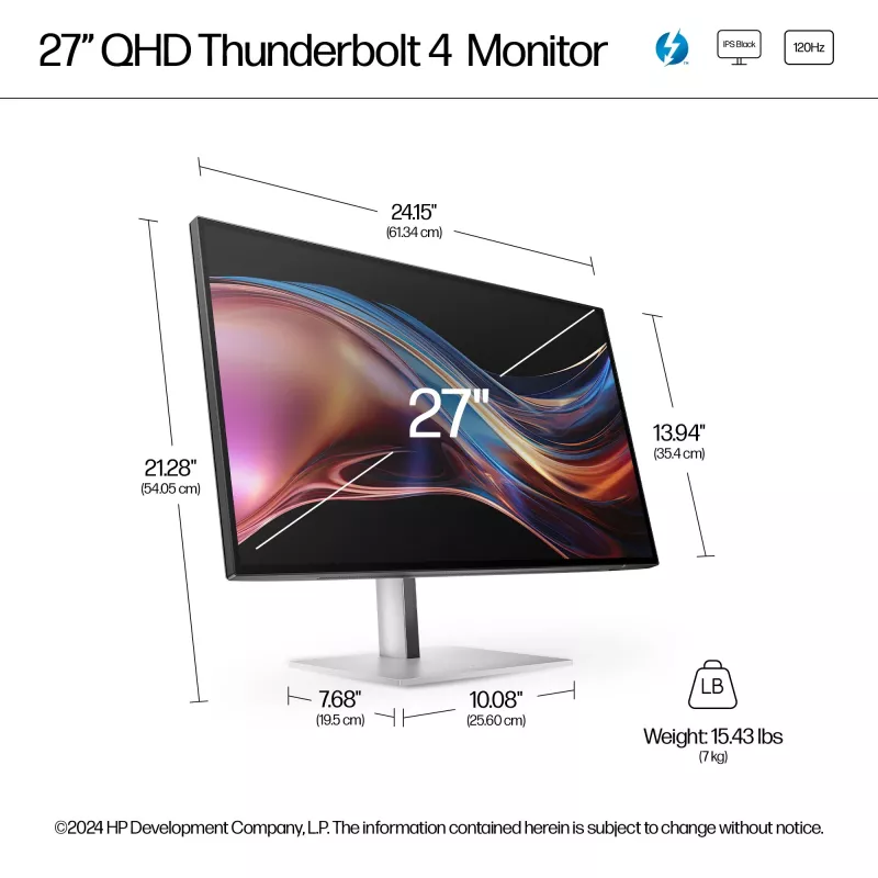HP Series 7 Pro 27 Zoll QHD Thunderbolt 4 Monitor - 727pu