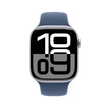 APPLE Watch Series 10 GPS + Cellular 46mm Silber Aluminiumgehäuse mit Denim Sportarmband - M/L