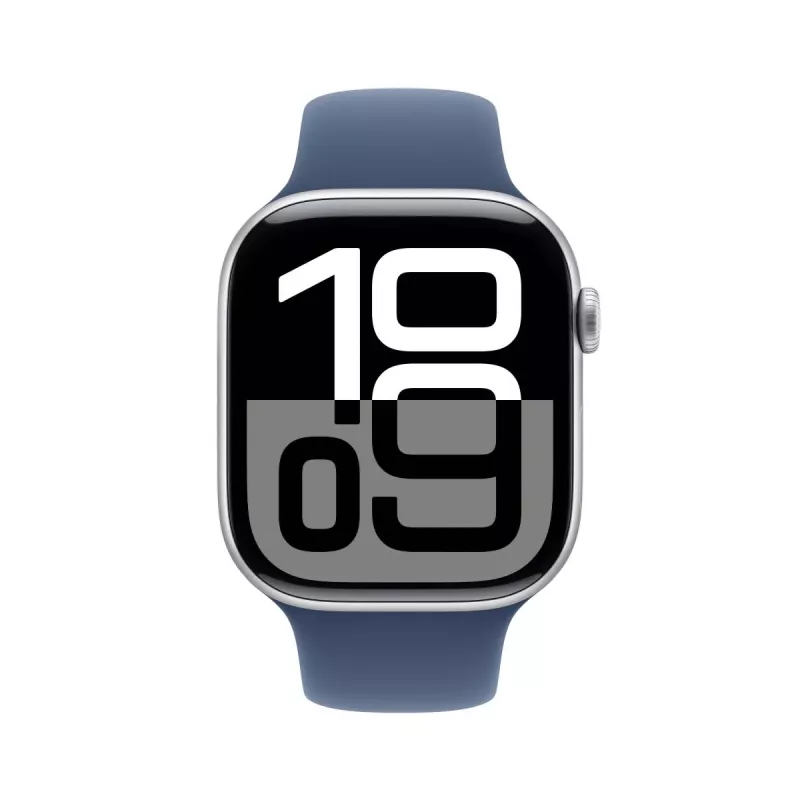 APPLE Watch Series 10 GPS + Cellular 46mm Silber Aluminiumgehäuse mit Denim Sportarmband - M/L