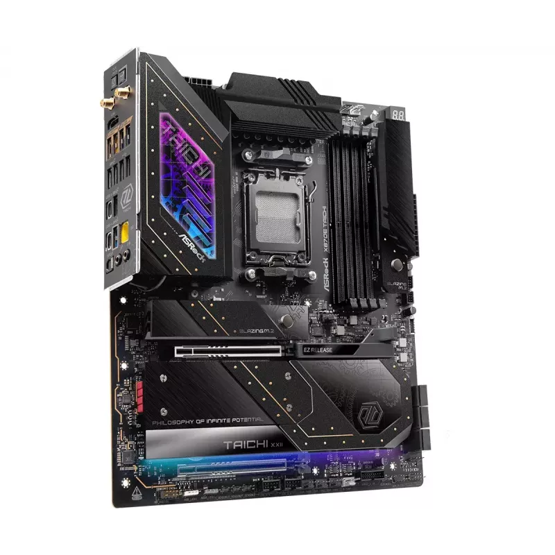 Mainboard ASRock X870E Taichi — AMD X870E, Socket AM5, Extended ATX, DDR5, 4 DIMM, bis zu 256GB, Wi‑Fi 7, 5Gb LAN