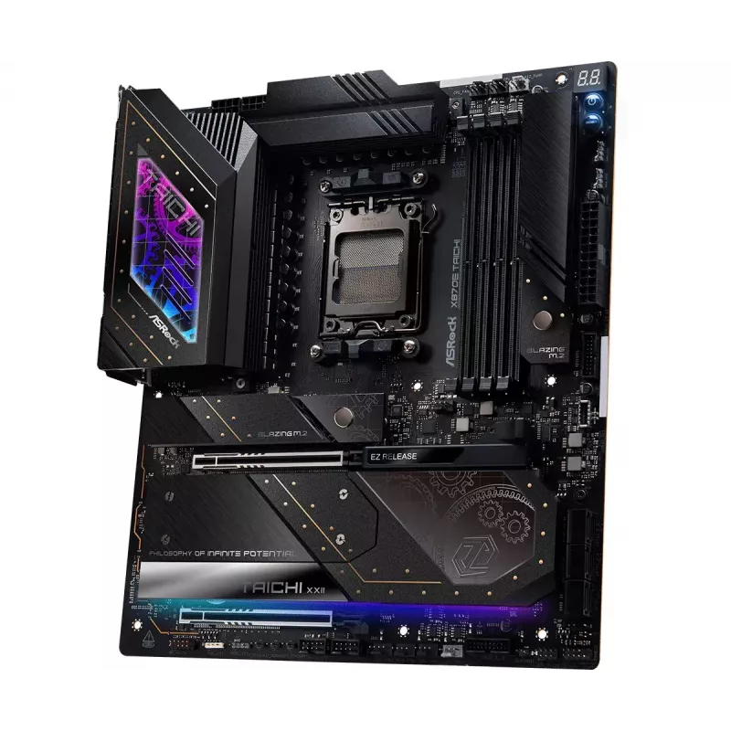 Mainboard ASRock X870E Taichi — AMD X870E, Socket AM5, Extended ATX, DDR5, 4 DIMM, bis zu 256GB, Wi‑Fi 7, 5Gb LAN