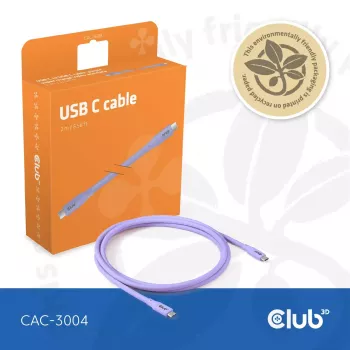 USB-C-Kabel CLUB3D CAC-3004 2m Lila